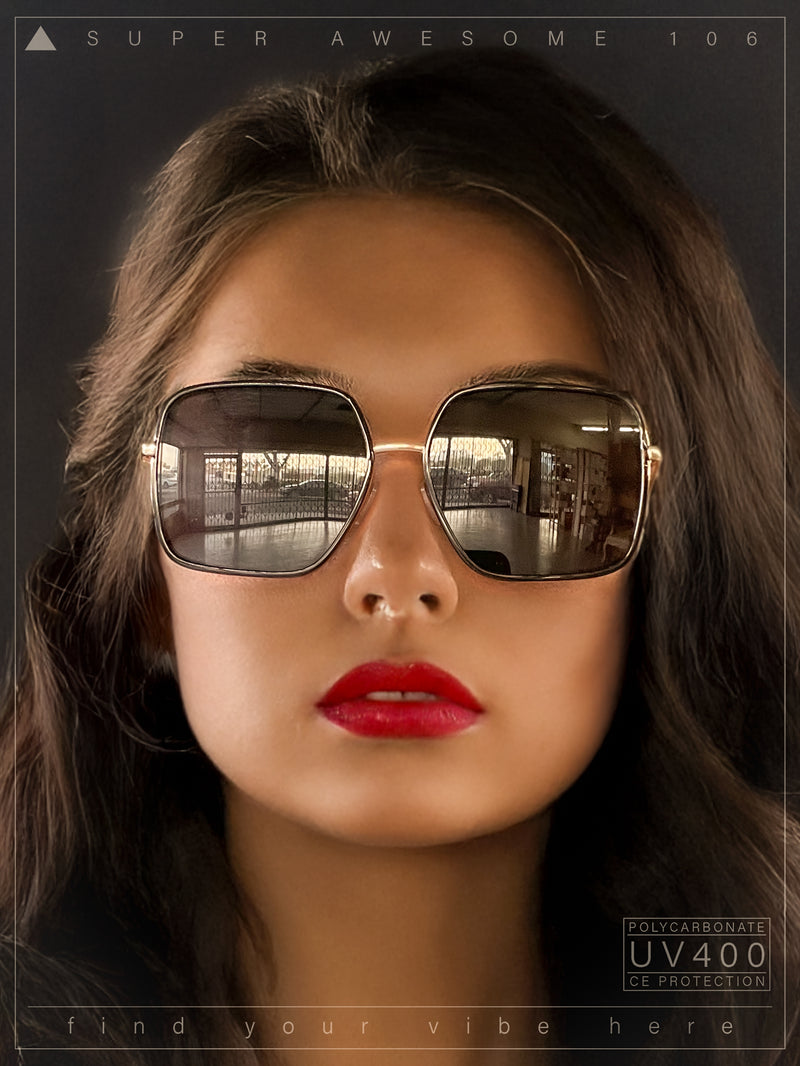 Womens Chic Oversize Double Rim Rectangle Butterfly Sunglasses