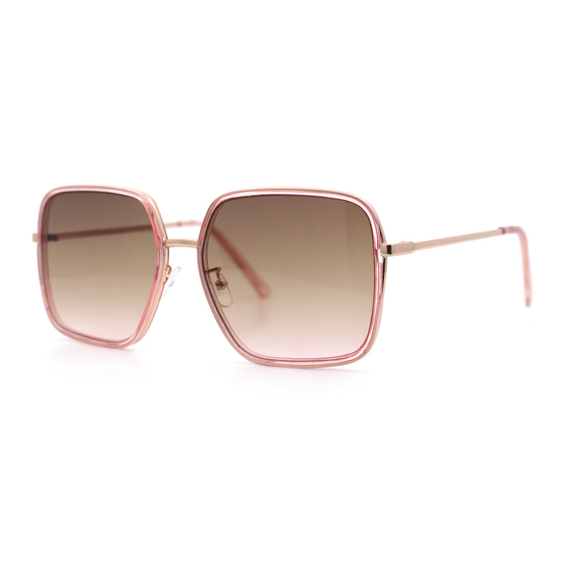 Womens Chic Oversize Double Rim Rectangle Butterfly Sunglasses