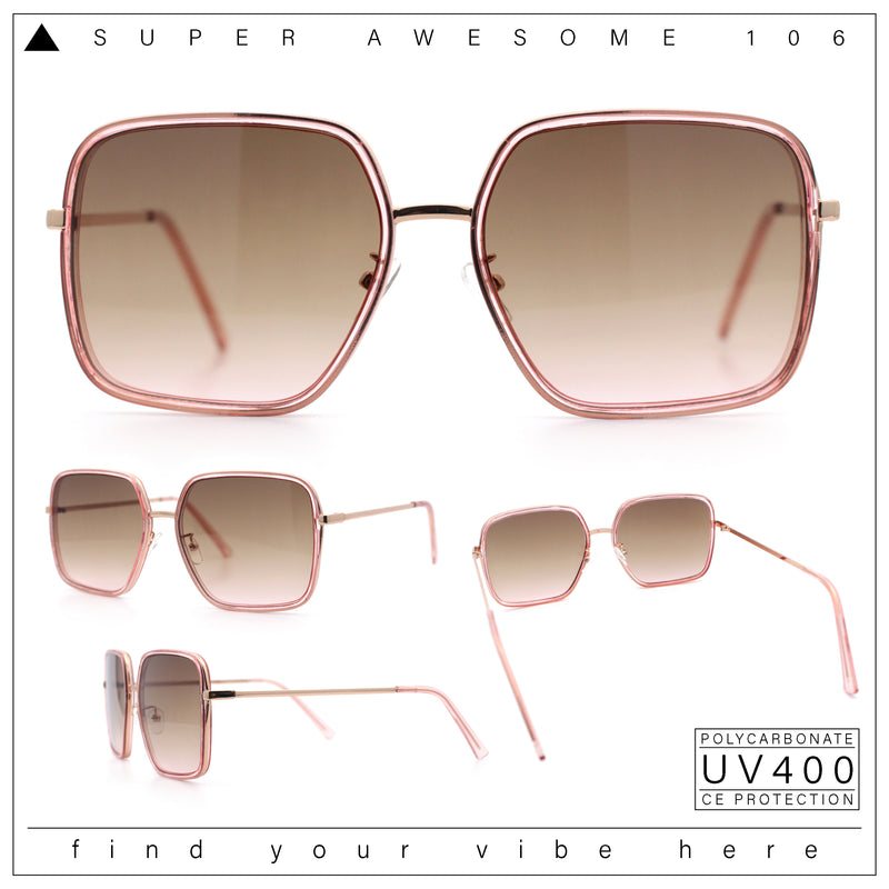 Womens Chic Oversize Double Rim Rectangle Butterfly Sunglasses