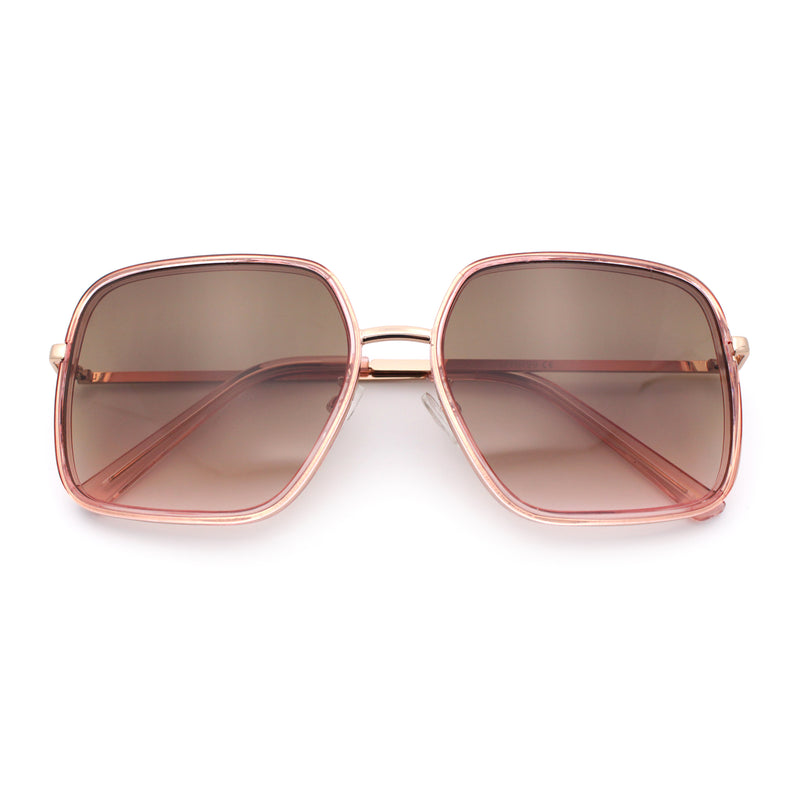 Womens Chic Oversize Double Rim Rectangle Butterfly Sunglasses