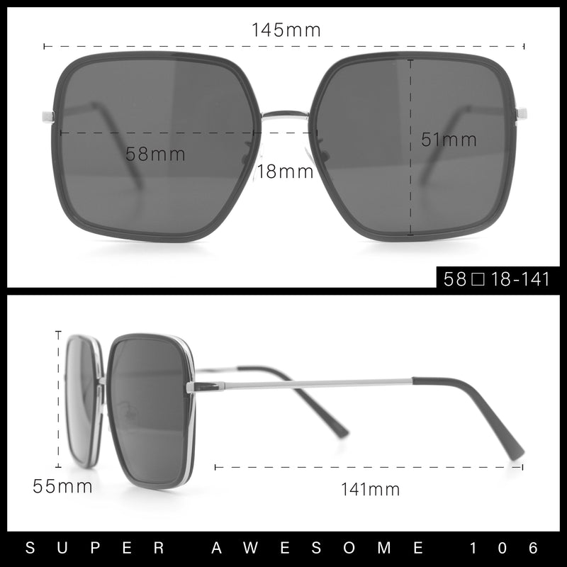 Womens Chic Oversize Double Rim Rectangle Butterfly Sunglasses