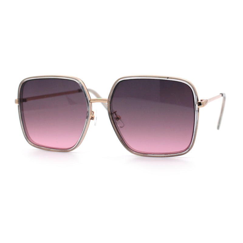 Womens Chic Oversize Double Rim Rectangle Butterfly Sunglasses