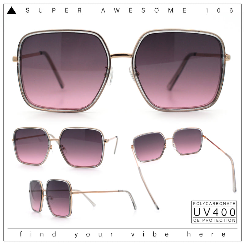 Womens Chic Oversize Double Rim Rectangle Butterfly Sunglasses