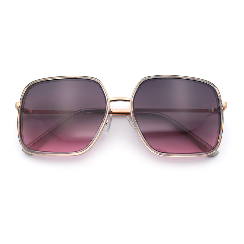 Womens Chic Oversize Double Rim Rectangle Butterfly Sunglasses