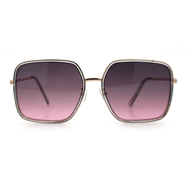 Womens Chic Oversize Double Rim Rectangle Butterfly Sunglasses
