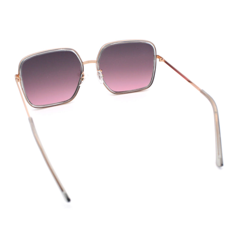 Womens Chic Oversize Double Rim Rectangle Butterfly Sunglasses