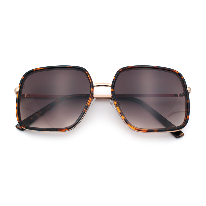 Womens Chic Oversize Double Rim Rectangle Butterfly Sunglasses