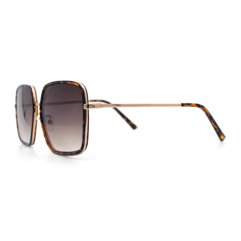 Womens Chic Oversize Double Rim Rectangle Butterfly Sunglasses