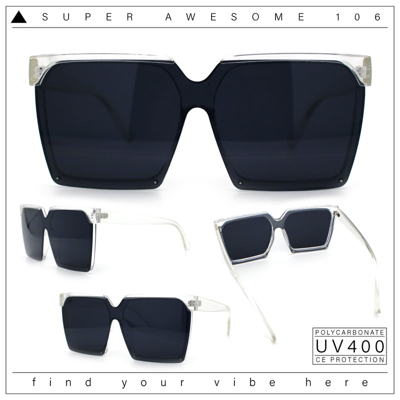 Womens Squared Rectangular Butterfly Fashion Plastic Sunglasses