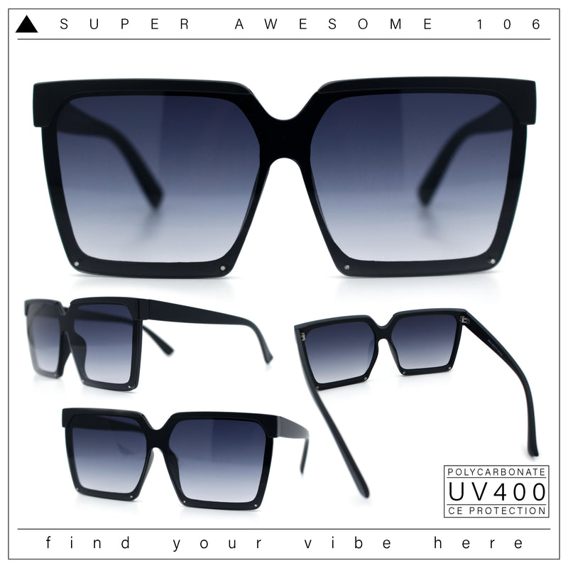 Womens Squared Rectangular Butterfly Fashion Plastic Sunglasses