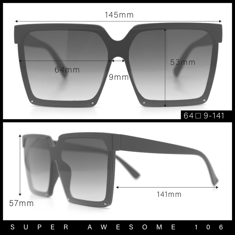 Womens Squared Rectangular Butterfly Fashion Plastic Sunglasses