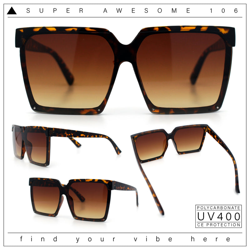 Womens Squared Rectangular Butterfly Fashion Plastic Sunglasses