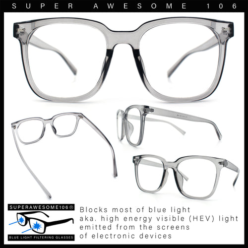 Nerdy Large Horn Rim Rectangular Blue Light Filtering Computer Eyeglasses
