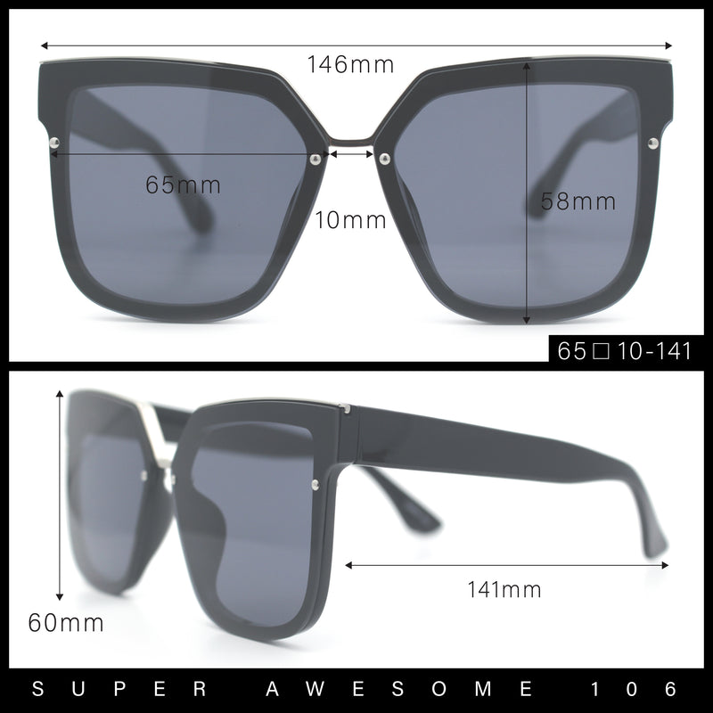 Womens Designer Squared Butterfly Chic Sunglasses