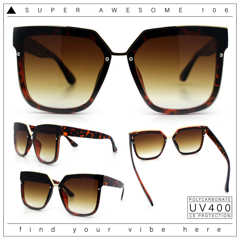 Womens Designer Squared Butterfly Chic Sunglasses