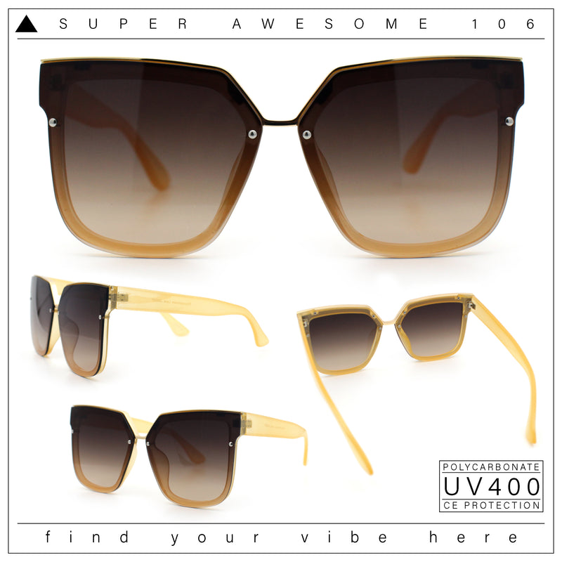 Womens Designer Squared Butterfly Chic Sunglasses