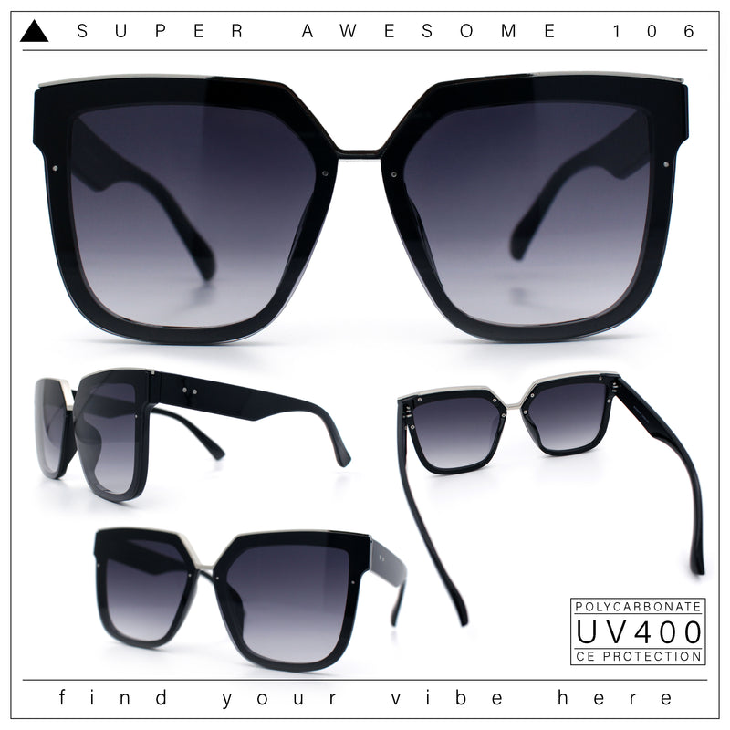 Womens Designer Squared Butterfly Chic Sunglasses