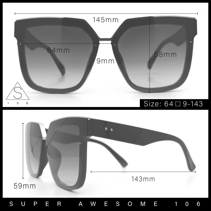 Womens Designer Squared Butterfly Chic Sunglasses