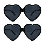 Womens Oversize Heart Shape Beveled Jewel Lens Sunglasses