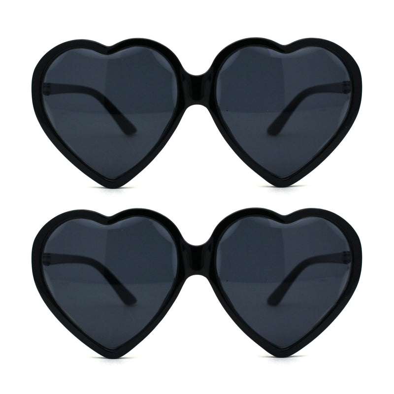 Womens Oversize Heart Shape Beveled Jewel Lens Sunglasses