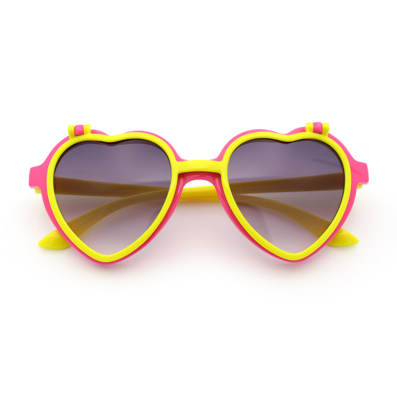 Girls Kids Size Pop Color Flip Up Heart Shape Plastic Sunglasses