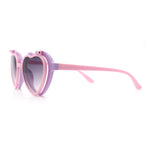Girls Kids Size Pop Color Flip Up Heart Shape Plastic Sunglasses