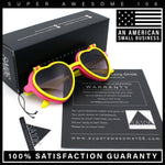 Girls Kids Size Pop Color Flip Up Heart Shape Plastic Sunglasses