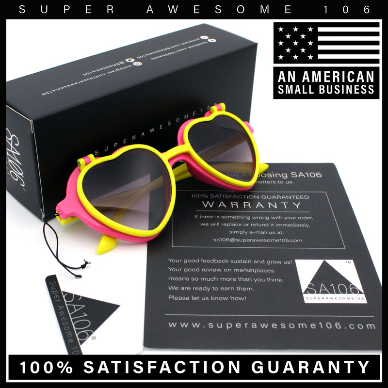 Girls Kids Size Pop Color Flip Up Heart Shape Plastic Sunglasses