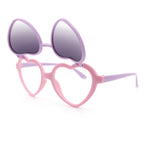 Girls Kids Size Pop Color Flip Up Heart Shape Plastic Sunglasses