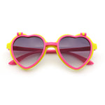 Girls Kids Size Pop Color Flip Up Heart Shape Plastic Sunglasses