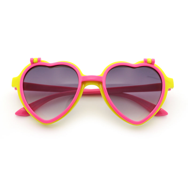 Girls Kids Size Pop Color Flip Up Heart Shape Plastic Sunglasses