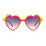 Girls Kids Size Pop Color Flip Up Heart Shape Plastic Sunglasses
