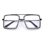 Rhinestone Jewel Rectangle Metal Rim Chic Blue Light Filtering Computer Eyeglasses