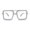 Rhinestone Jewel Rectangle Metal Rim Chic Blue Light Filtering Computer Eyeglasses