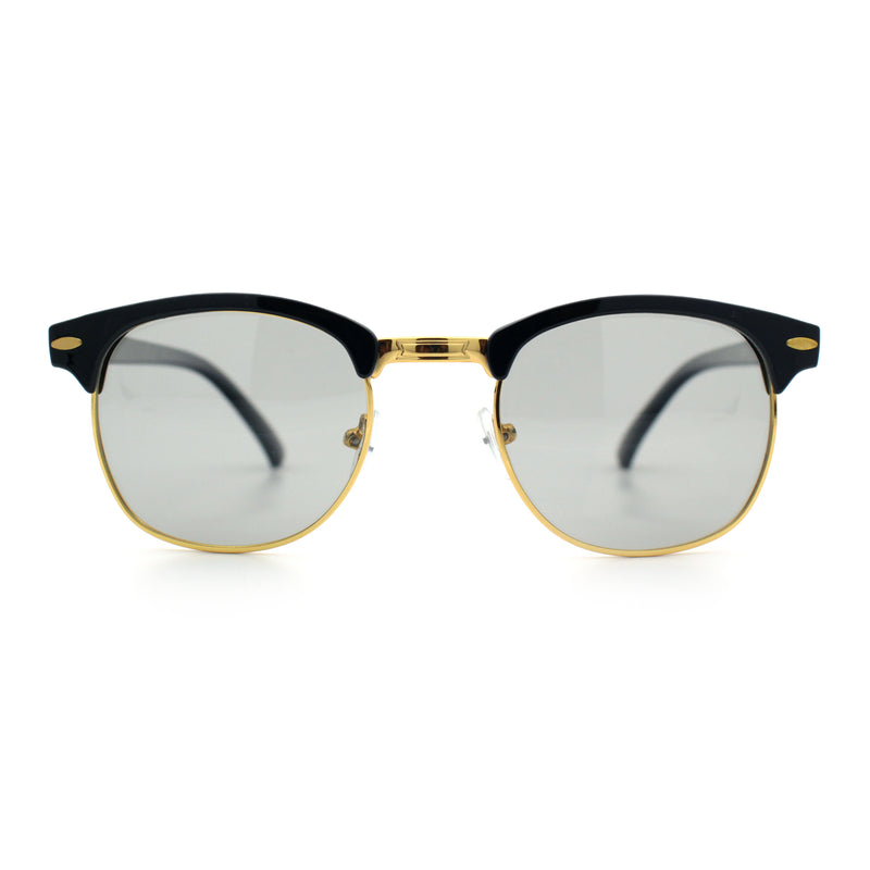 Polarized Photochromic Light Grey Lens Mens Iconic Half Rim Hipster Sunglasses