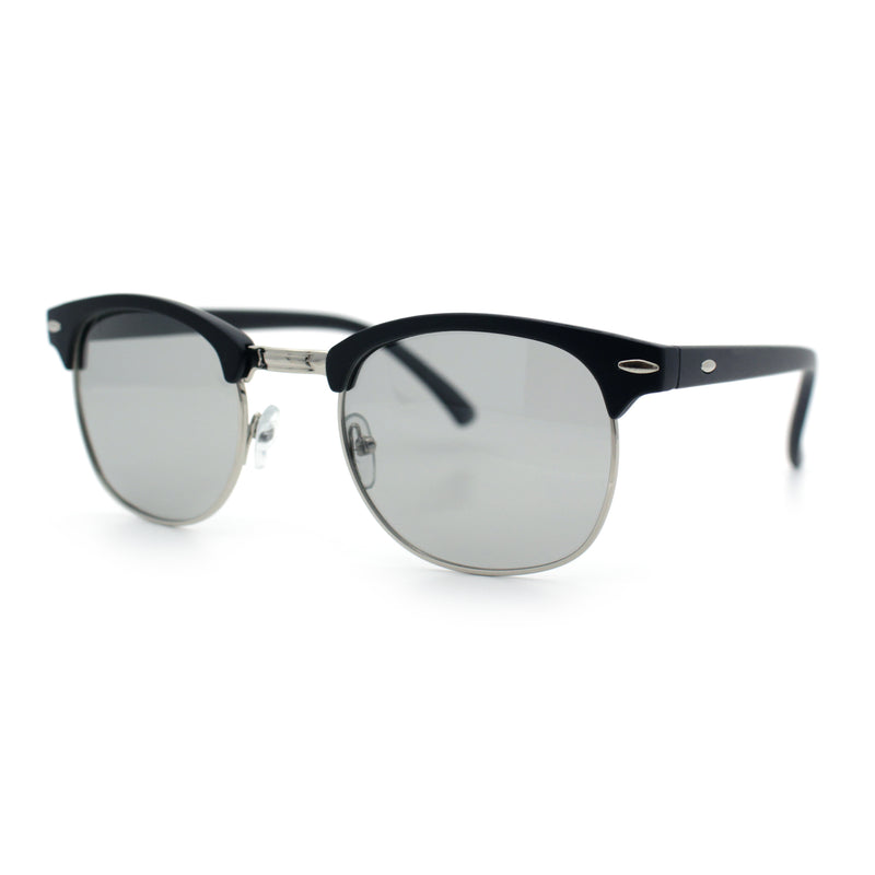 Polarized Photochromic Light Grey Lens Mens Iconic Half Rim Hipster Sunglasses