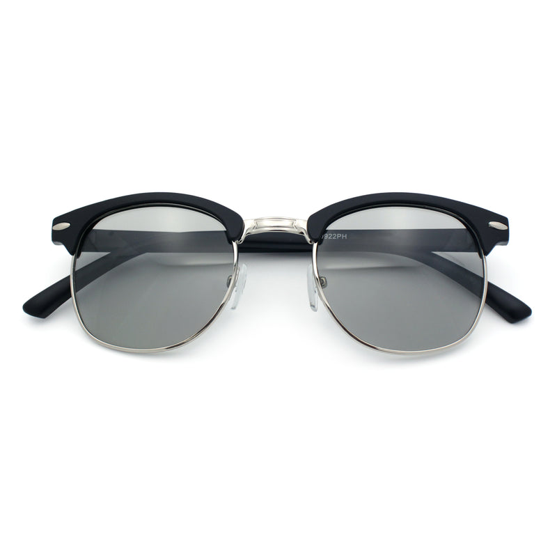 Polarized Photochromic Light Grey Lens Mens Iconic Half Rim Hipster Sunglasses