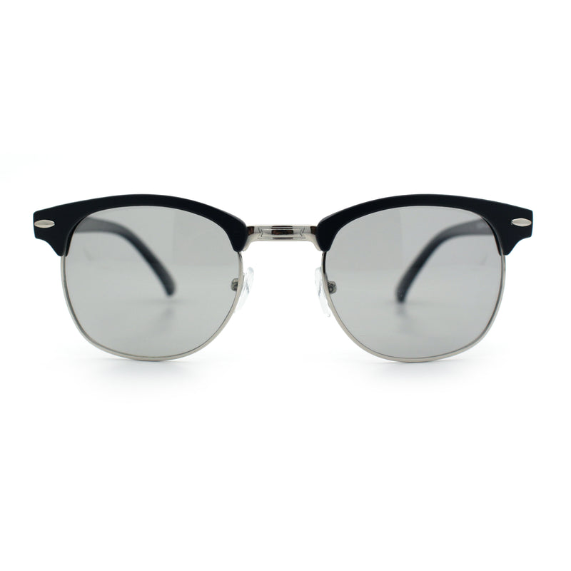 Polarized Photochromic Light Grey Lens Mens Iconic Half Rim Hipster Sunglasses