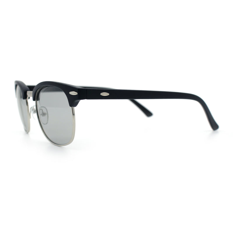 Polarized Photochromic Light Grey Lens Mens Iconic Half Rim Hipster Sunglasses