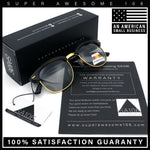 Polarized Photochromic Light Grey Lens Mens Iconic Half Rim Hipster Sunglasses