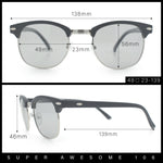 Polarized Photochromic Light Grey Lens Mens Iconic Half Rim Hipster Sunglasses