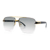 Mens Rectangle Double Bridge Half Rim Wood Grain Arm Mob Sunglasses