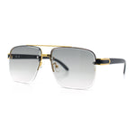 Mens Rectangle Double Bridge Half Rim Wood Grain Arm Mob Sunglasses
