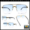 Mens Rectangle Double Bridge Half Rim Wood Grain Arm Mob Sunglasses