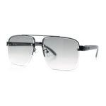 Mens Rectangle Double Bridge Half Rim Wood Grain Arm Mob Sunglasses
