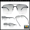 Mens Rectangle Double Bridge Half Rim Wood Grain Arm Mob Sunglasses