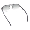 Mens Rectangle Double Bridge Half Rim Wood Grain Arm Mob Sunglasses