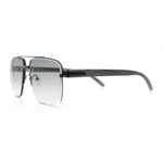 Mens Rectangle Double Bridge Half Rim Wood Grain Arm Mob Sunglasses