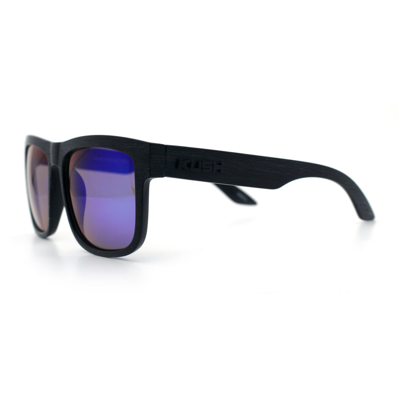 Kush Mirrored Brushed Plastic Wood Grain Iconic Horn Rim Sunglasses