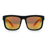 Kush Mirrored Brushed Plastic Wood Grain Iconic Horn Rim Sunglasses